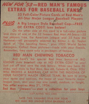 1952 Red Man Tobacco Pee Wee Reese