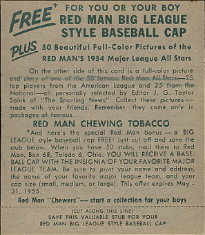 1954 Red man Tobacco Cards
