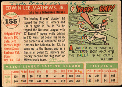1955 Topps Baseball Cards