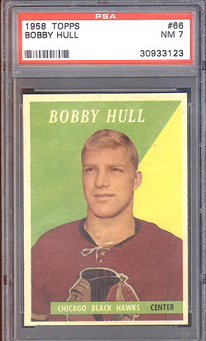 1958 topps hockey card bobby hull rookie 1958 number 66