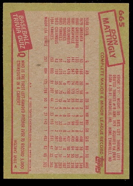 1985 Topps Baseball Cards