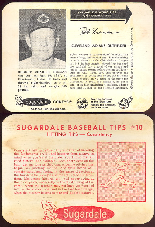 1962 & 1963 Sugardale Meats baseball card (1962 nieman