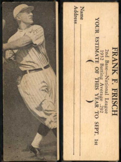 1933 Buttercream R306 Frank Frisch baseball card