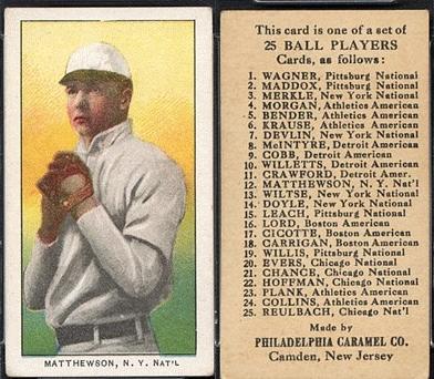 1909 E95 PHiladelphia Caramel baseball card