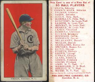 1910 E96 PHiladelphia Caramel baseball card