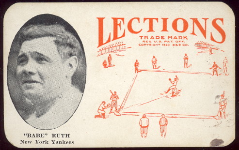 1923 Lections babe ruth baseball card.