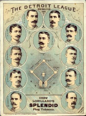 1886 Lorillard Detroit league base ball club team card.