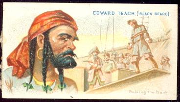 1888 Allen & Ginter N19 Pirates of the Spanish Main Edward Teach (Blackbeard) cigarettes tobacco card