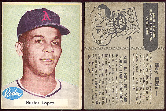 1955 Rodeo Meats baseball card Hector Lopez.