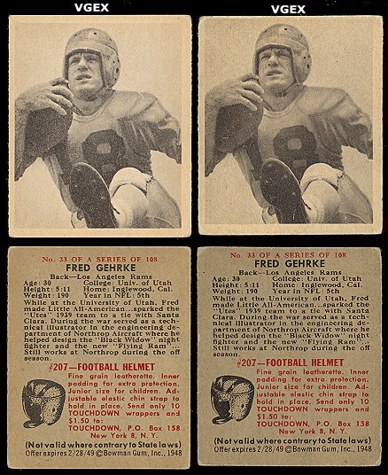 Buy 1948 Bowman Football cards, Sell 1948 Bowman Football cards, Dave's ...